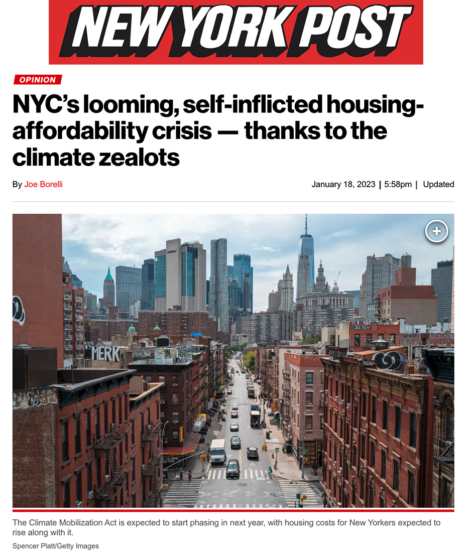 NYC’s looming, self-inflicted housing-affordability crisis — thanks to the climate zealots