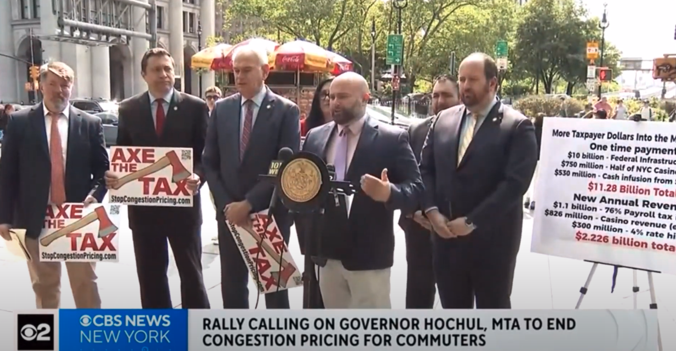 CBS News coverage of the Common Sense Caucus” congestion pricing rally.
