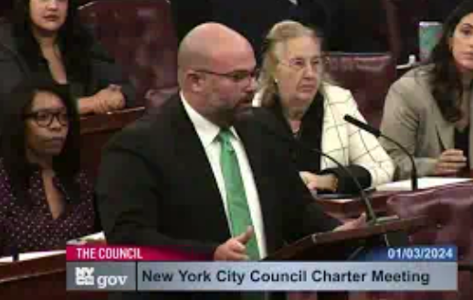 Joe Borelli delivers speech after being elected Minority leader of NY City Council for new term